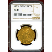 フランス 1786A 2ルイドール 金貨 ルイ16世 NGC MS61