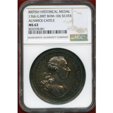 イギリス (1766) 銀メダル アニック城修復記念 NGC MS63