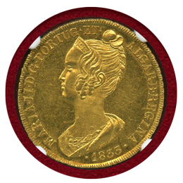 ポルトガル 1833年 ペカ(6400レイス)金貨 マリア2世 NGC MS62+