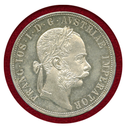 【SOLD】オーストリア 1881年 2フローリン 銀貨 フランツヨーゼフ1世 PCGS MS63