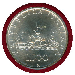 【SOLD】イタリア 1988R 500リレ 銀貨 コロンブスの船 PCGS MS68