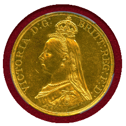 イギリス 1887年 5ポンド 金貨 ヴィクトリア ジュビリーヘッド PCGS AU58