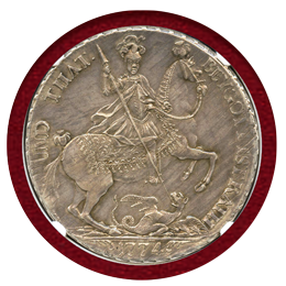ドイツ マンスフェルト・ボルンシュテット 1774年 ターラー 銀貨 NGC MS62