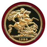 イギリス 1988年 ソブリン 金貨 エリザベス2世 PCGS PR70DCAM