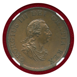 イギリス 1799年SOHO 1/2ペニー 銅貨 ジョージ3世 PCGS MS63BN