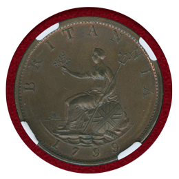 イギリス 1799年SOHO 1/2ペニー 銅貨 ジョージ3世 PCGS MS63BN