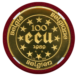 ベルギー 1989年 100エキュ 2オンス金貨 ピエフォー マリア・テレジア PF69UC