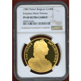 ベルギー 1989年 100エキュ 2オンス金貨 ピエフォー マリア・テレジア PF69UC