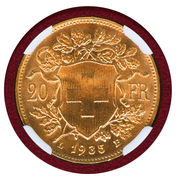 スイス 20フラン 1935年 金貨 アルプスと少女  古銭 金 正規 スイス 20フラン金貨 アルプスと少女 1935年 – 野崎コイン