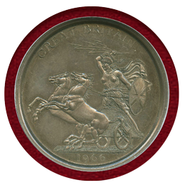 イギリス 1966年 パターン 試作クラウン銀貨 エリザベス2世 NGC SP63