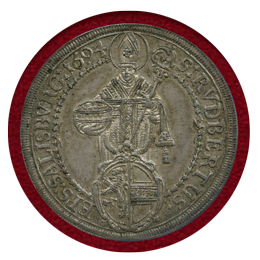 オーストリア ザルツブルク 1694年 ターラー銀貨 PCGS MS62