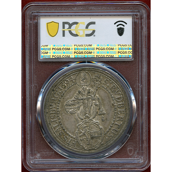 1682年 オーストリア／ザルツブルク ターラー銀貨 NGC AU58 ザルツブルグ(オーストリア)1682年銘 ターラー銀貨 1100年記念 大司教