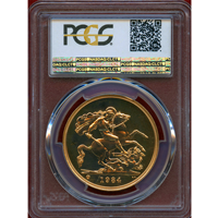 イギリス 1984年 5ポンド 金貨 エリザベス2世 ヤングバスト PCGS MS69