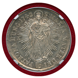 ハンガリー 1742年 ターラー銀貨 マリア・テレジア、マドンナ NGC AU58