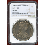 ハンガリー 1742年 ターラー銀貨 マリア・テレジア、マドンナ NGC AU58