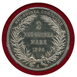 独領ニューギニア 1894A 2マルク 銀貨 極楽鳥 PCGS PR63CAM