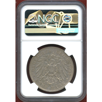 ドイツ ザクセン 1907E 5マルク 銀貨 フリードリヒ・アウグスト3世 NGC UNC DETA
