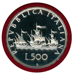 【SOLD】イタリア 1995R 500リレ 銀貨 コロンブスの船 PCGS PR68DCAM