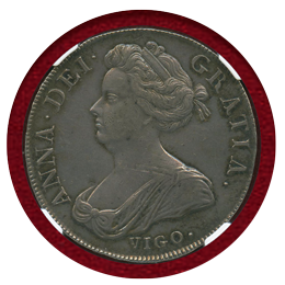 【SOLD】イギリス 1703年 クラウン 銀貨 アン女王 VIGO NGC AU53