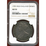 【SOLD】イギリス 1703年 クラウン 銀貨 アン女王 VIGO NGC AU53