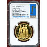 セントヘレナ 2021年 5ポンド 金貨 スリーグレイセス NGC PF70UC FOI